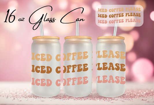 Glass Can - Coffee Theme "Iced Coffee Please"
